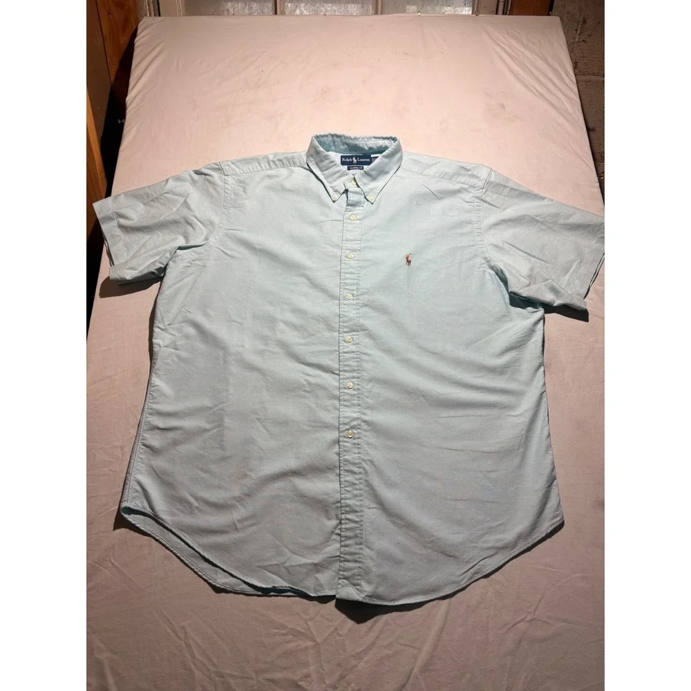 Ralph Lauren Mens XXL Classic Fit Light Blue SS Oxford Button Down Shirt